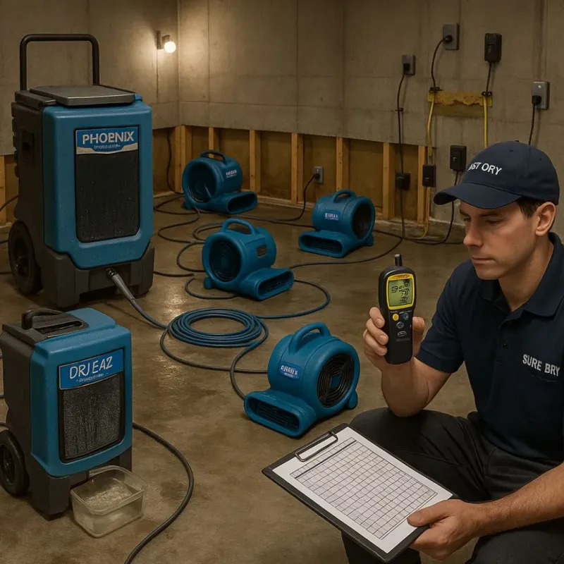 Structural Drying and Dehumidification process in Wadesboro, NC